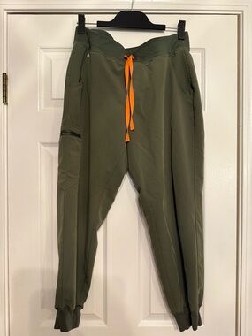 Figs Olive Green Joggers with Orange Drawcord